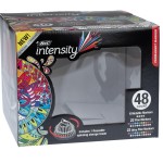 Complex shaped die-cut window with clear film to display and protect product.